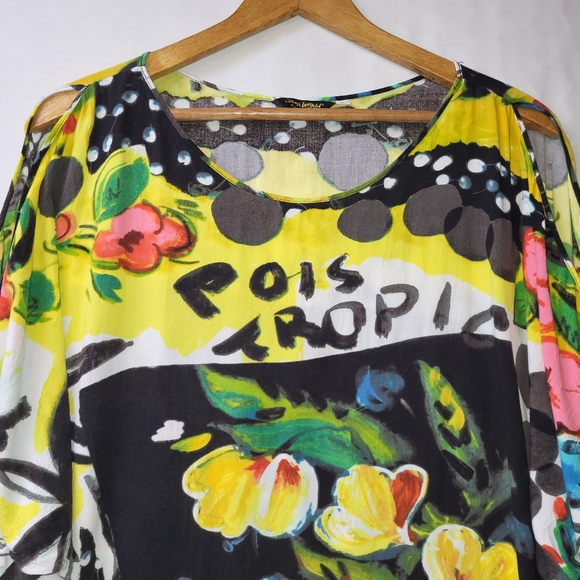 Jams World Parrot Cove Print Tunic Top Women's Size Large Open Sleeve Detail - Picture 5 of 6